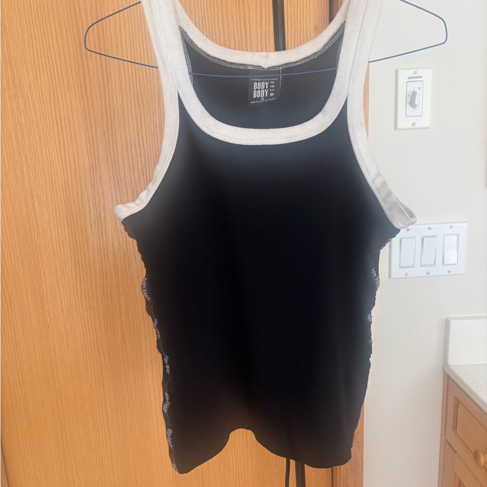 BODY BODY WEAR Tight Sexy White/Black Tank Top - Medium